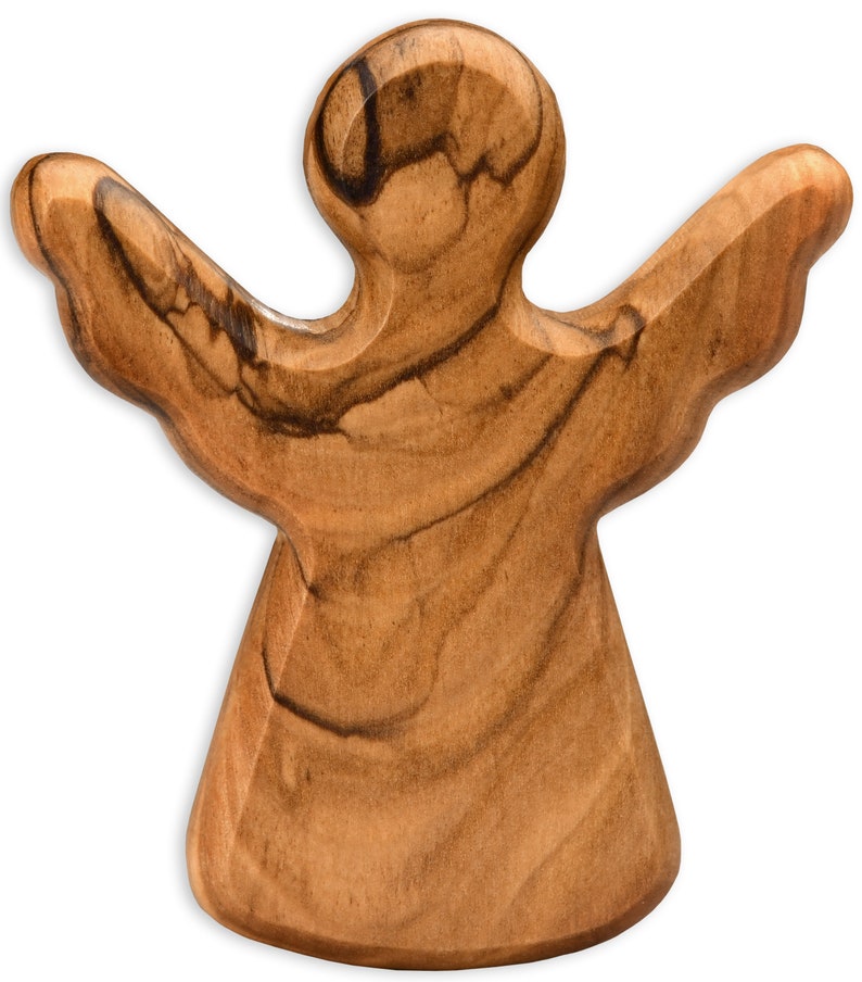 Olive wood guardian angel hand flatterer lucky charm gift for communion baptism confirmation image 2