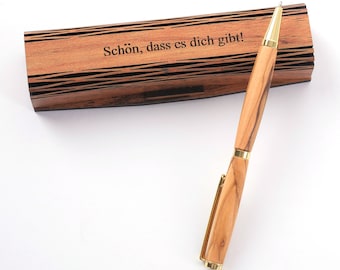 Olive wood ballpoint pen in a wooden box. Gift idea with engraving. It's great that you exist!