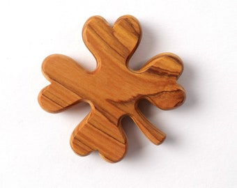 Clover leaf gift made of olive wood talisman hand flatterer lucky charm