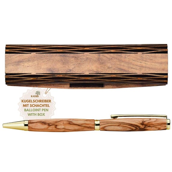 Olivenholz Kugelschreiber mit eleganter Holzschachtel