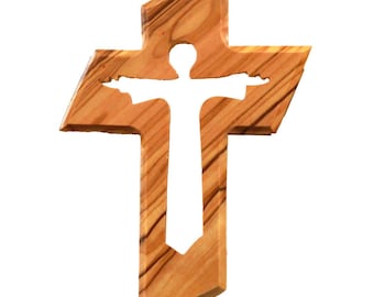 Cruz de madera de olivo, crucifijo de pared con Jesús, 13 cm, procedente de Belén, regalo de bautismo, ángel de la guarda, regalo cristiano