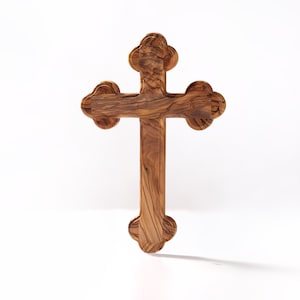 Olive wood cross crucifix wall cross, simple with rounded edges, from Bethlehem, christening gift, guardian angel, Christian gift