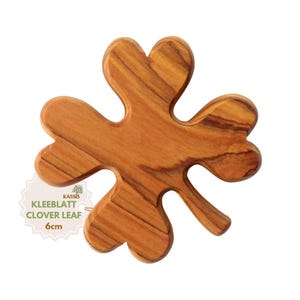 Trèfle en bois d'olivier, talisman, pierre porte-bonheur image 1