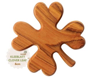 Trèfle en bois d'olivier, talisman, pierre porte-bonheur