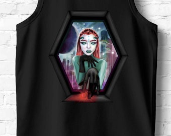 CYBORG Femmes Débardeur, Design 3D Lolita Cyberpunk Gothic Style T-shirt pour elle