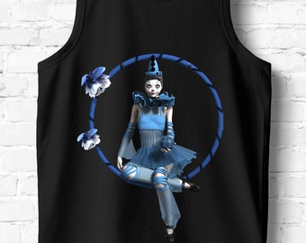 Gothic HARLEQUIN Tank Top  Black Burlesque Halloween Racerback Outfit Graphic Tee Unisex Cabaret Emo Lolita Casual Circus Shirt