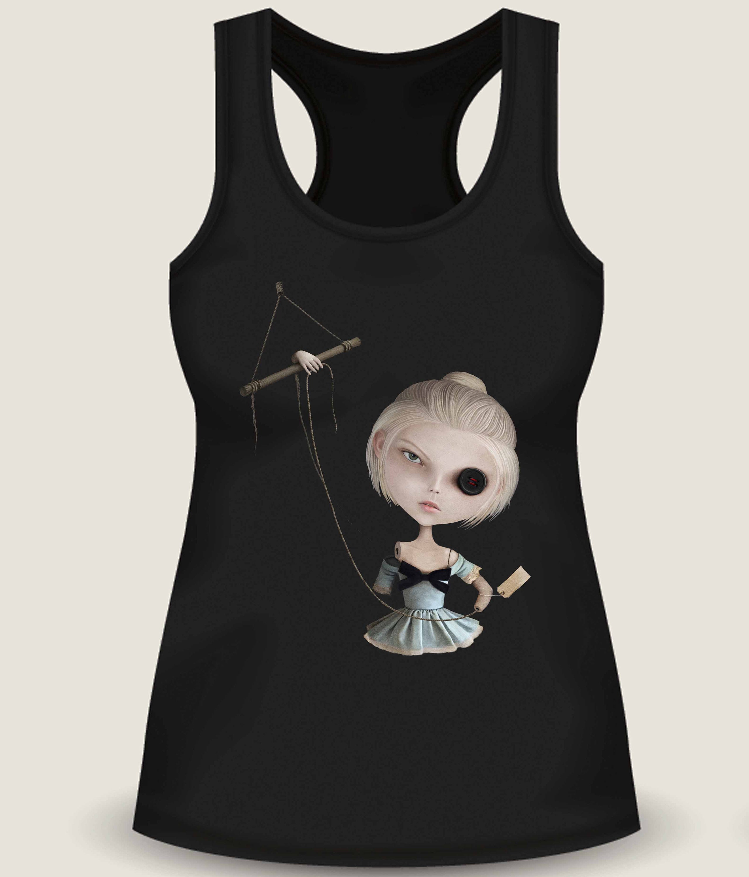 Gothic Doll Tank Top CORALINE Black Creepy Halloween Racerback - Etsy