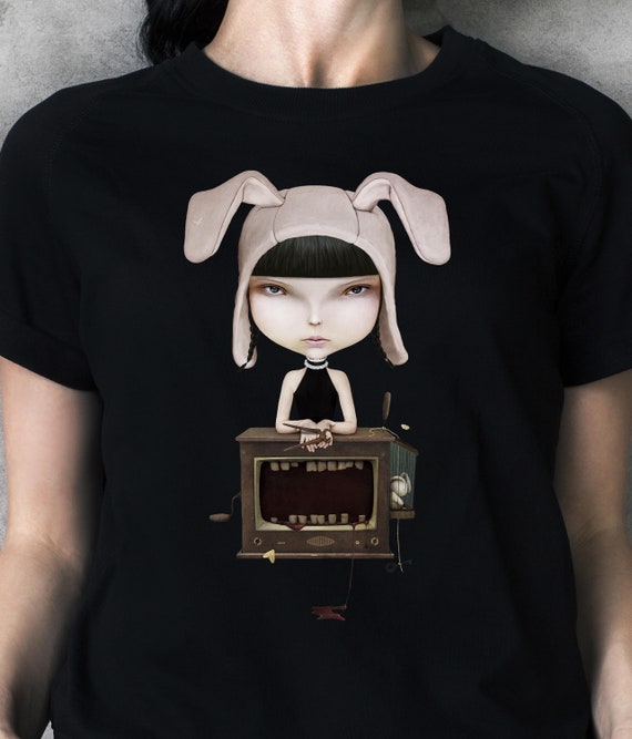 Goth Bunny Shirt Cute Creepy Emo Clothes Kawaii Bunny Art Print