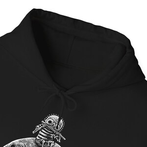 Nautical Skeleton Fish Rider hoodie | Gothic Sailor Skull Marine Art Sweatshirt image 6