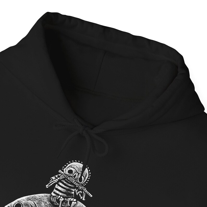 Nautical Skeleton Fish Rider hoodie | Gothic Sailor Skull Marine Art Sweatshirt image 6