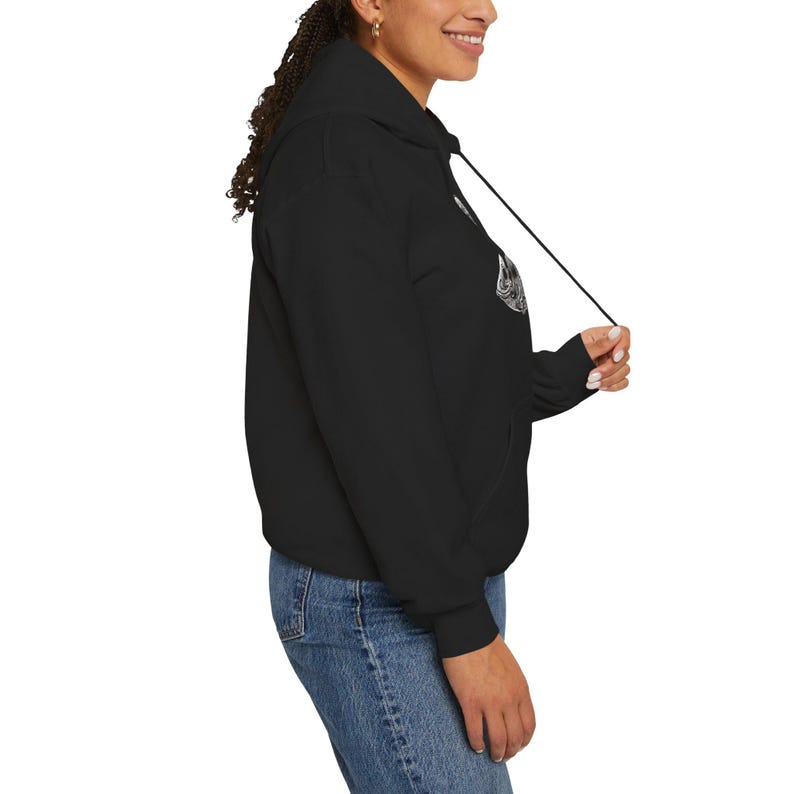 Nautical Skeleton Fish Rider hoodie | Gothic Sailor Skull Marine Art Sweatshirt image 7