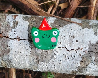 Frog Pin with Red Hat