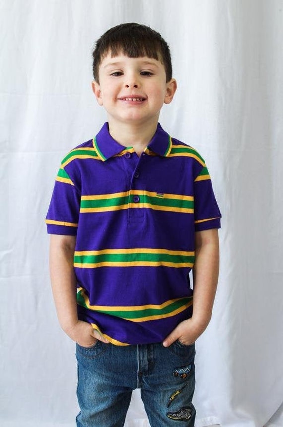 Mardi Gras Kids Unisex Purple Polo Shirt With Green and Gold | Etsy