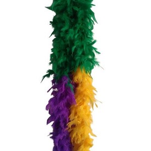 Large Feather Boas, 2 Yards Mardi Gras Multicolor Turkey Flat