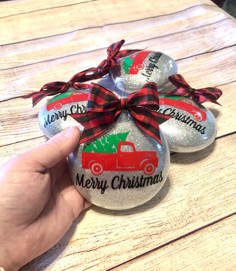 Red truck christmas decorations christmas lantern swag Little red truck glitter Christmas ornament farmhouse rustic | Etsy