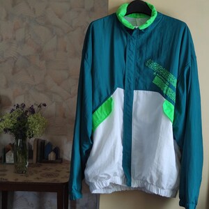 Vintage 90&#39;s white green oversized mens full zip jacket by Kneissl size M L
