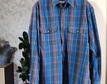 Vintage men's 100% cotton plaid buttons down shirt by Burton size M L