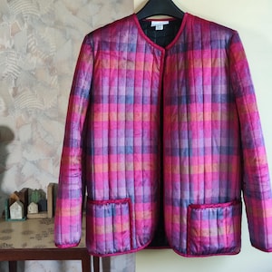 Mix purple open front womens quilted jacket size S M