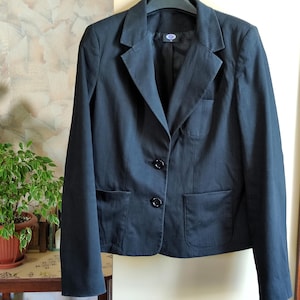 Vintage 2000&#39;s Y2K cotton black striped blazer for women medium size