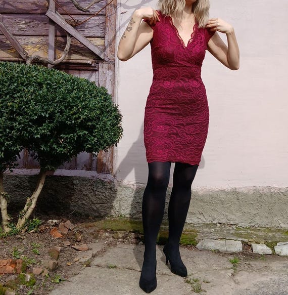 princess polly baby blue dress Women's Red Arianan Mini Dress Burgundy in Size Large by Outcast main image 1