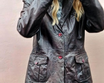 Vintage 90's Y2K Mauritius brown leather jacket for women size M L