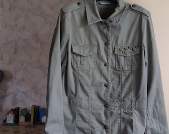 Vintage khaki cotton womens jacket military style by ESPRIT size S M