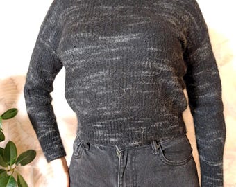 Women's black gray alpaca knitted sweater size XS