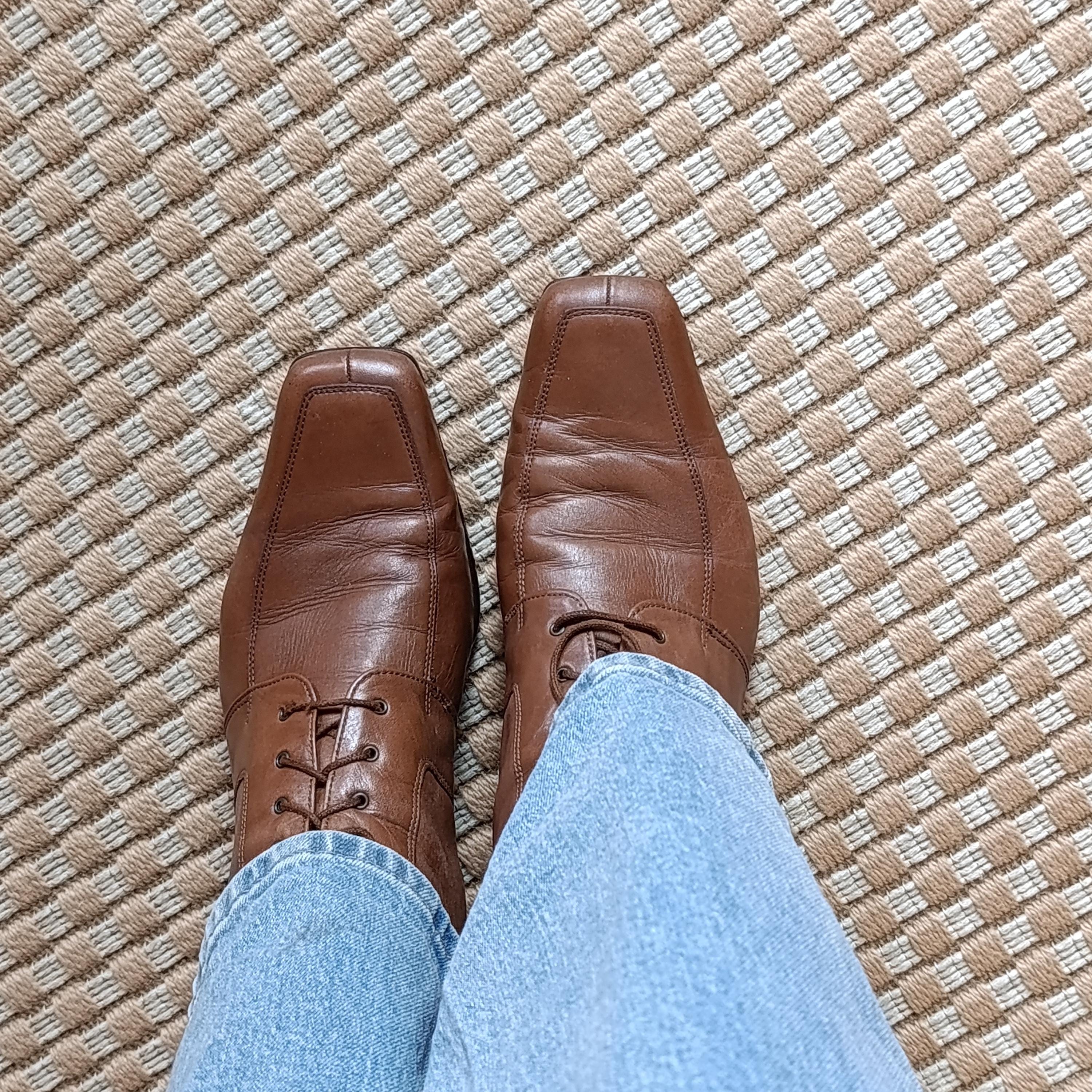 Vintage Leather Reddish-brown Block Heels Square Toe Ankle  display picture 2
