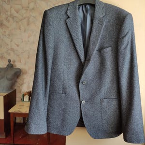 Gray striped mens wool blazer by Marks and Spencer medium size