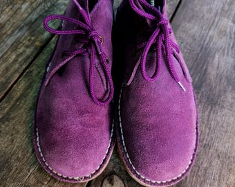 Womens purple suede ankle boots lace up wide fit size US9/ EU40/ UK7