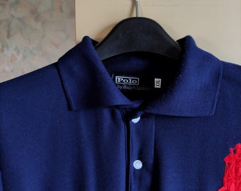 Vintage Polo Ralph Lauren Navy Blue With Big Red Logo Ann Number