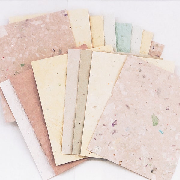 FREE SHIPPING~~Handmade Paper, Recycled Paper, Deco Paper, Eco Friendly Paper. 25 4 X 5, Textured Paper, Color Variety, Stamping, Crafting