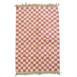 Custom Moroccan Rug-Wool Berber Rug-Moroccan Handmade Rug-Gorgeous Beni Ourain Style Carpet-Custom Checkered Rug-Handwoven Unique Geometric