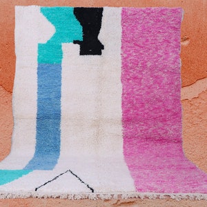 Custom Colorful Beni Ourain Moroccan Rug-Moroccan Wool Rug-Moroccan Handwoven Rug-Beni ourain Style tapis-Unique Colorful Geometrics Rug