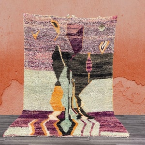 Custo Colorful Beni Ourain rug-Moroccan Wool rug-Handwoven Berber Rug-beni ourain Style tapis-Gorgeous Colorful Geometrics area Rug