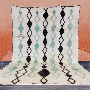 Beni Ourain Custom Moroccan Rug-Wool Rug-Moroccan Handmade Rug-beni ourain Style tapis-Handwoven Unique colorful Diamonds Design Carpet