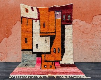 Colorful Custom Moroccan Rug-Handwoven Wool berber Rug - Beni Ourain Style tapis - Gorgeous Multicolored geometrics Design Rug