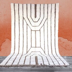 scandinavian Custom Moroccan Wool Berber Rug-Beni Ourain Style Carpet- Handwoven Grey Rug-Neutral Scandinavian style Design Area Rug