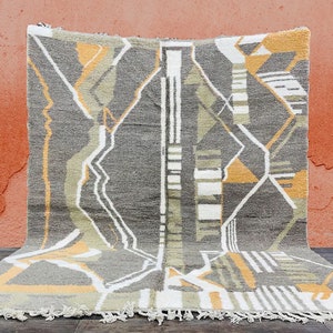 Beni Ourain Custom Grey Moroccan Rug-BerberWool Rug-Moroccan Handmade Rug-Gorgeous Custom Abstract Rug-Unique Colorful Geometrics area rug