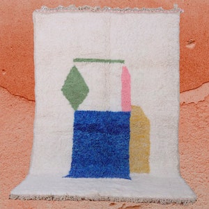 Moroccan Custom Beni Ourain Rug-Wool Rug-Moroccan Handmade Rug-beni ourain Style tapis-Custom Rug-Unique Colorful Rug