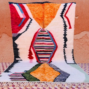 Gorgeous Colorful Custom Beni Ourain Moroccan Handmade Rug - Wool Rug - beni ourain Style tapis - Custom Abstract Rug -Unique Geometrics Rug