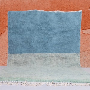 Beautiful Custom Moroccan Rug-Wool Berber Rug-Gorgeous Beni Ourain Style rug,Blue style carpet-Beniourain rug-blue and grey Handwoven Rug