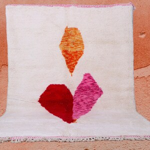 Unique Colorful Custom Moroccan Beni Ourain Rug-Wool Rug-Moroccan Handwoven Rug-beni ourain Style tapis-Custom Rug-Unique Heart Design Rug