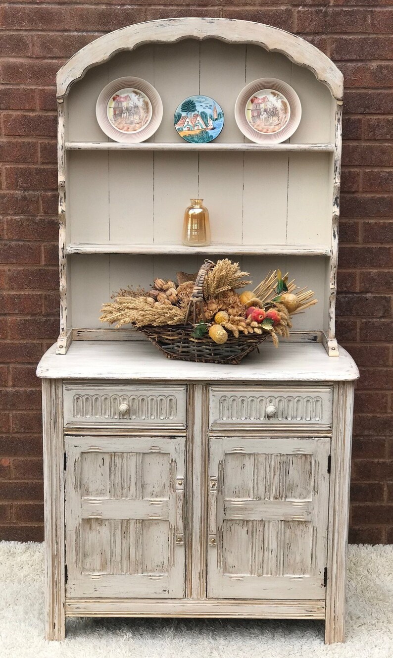Cream And Gold Shabby Chic Vintage Welsh Dresser Etsy