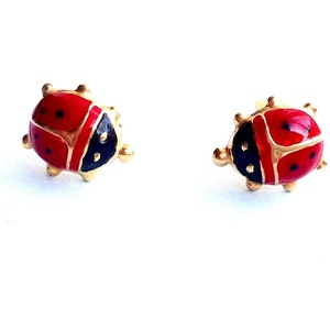 Ladybug stud earrings made of 18 carat gold