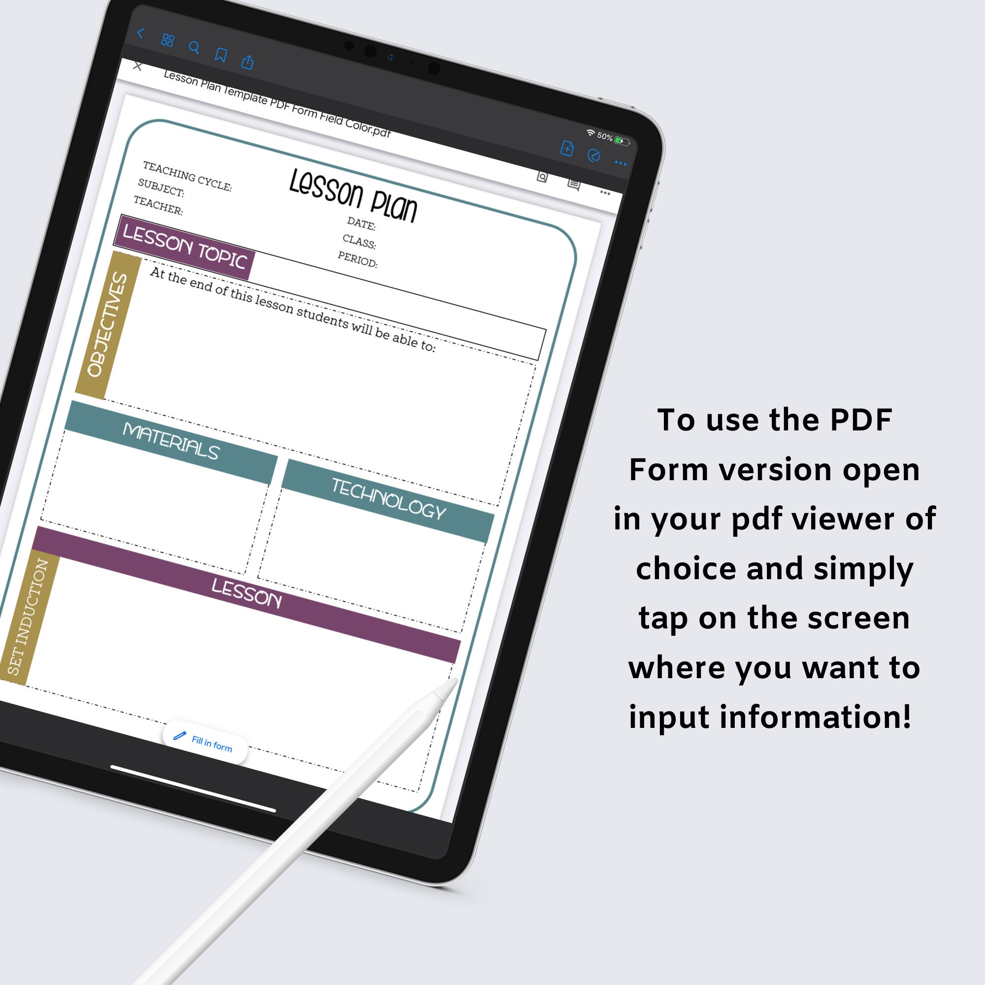 Lesson Plan Template For Teachers Editable Instant Digital Download