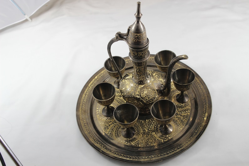 Brass Tea set Handcrafted Etched Traditional Afghani style Etsy