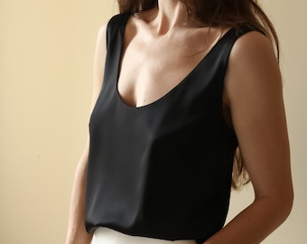 NEW. Silk satin tank top wide straps in colors. Sleeveless silky blouse for women