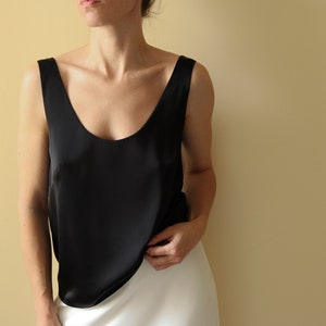 Many colors satin tank top wide straps. Sleeveless silk blouse for women