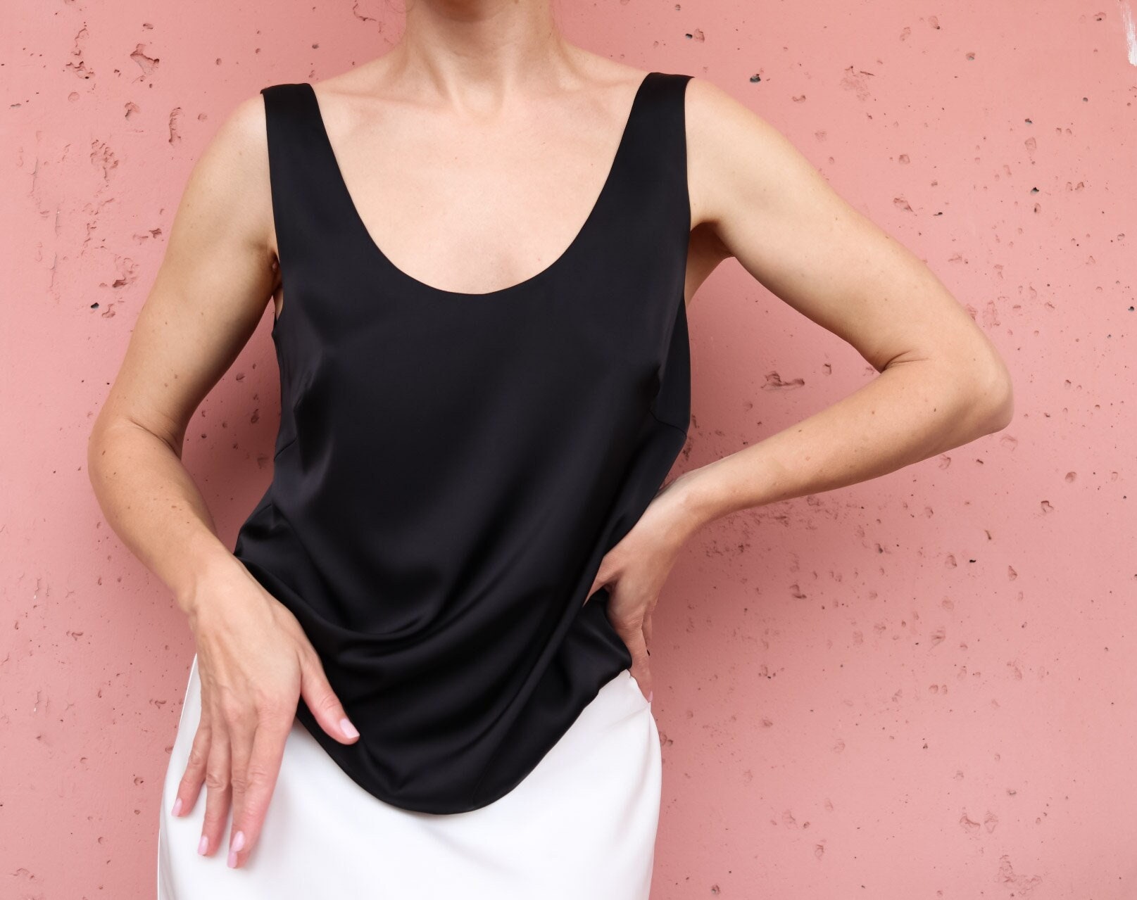 1 Women's Shapewear Tank - Lace Decolletage Camisole- S, M, L- BLACK  -Samples